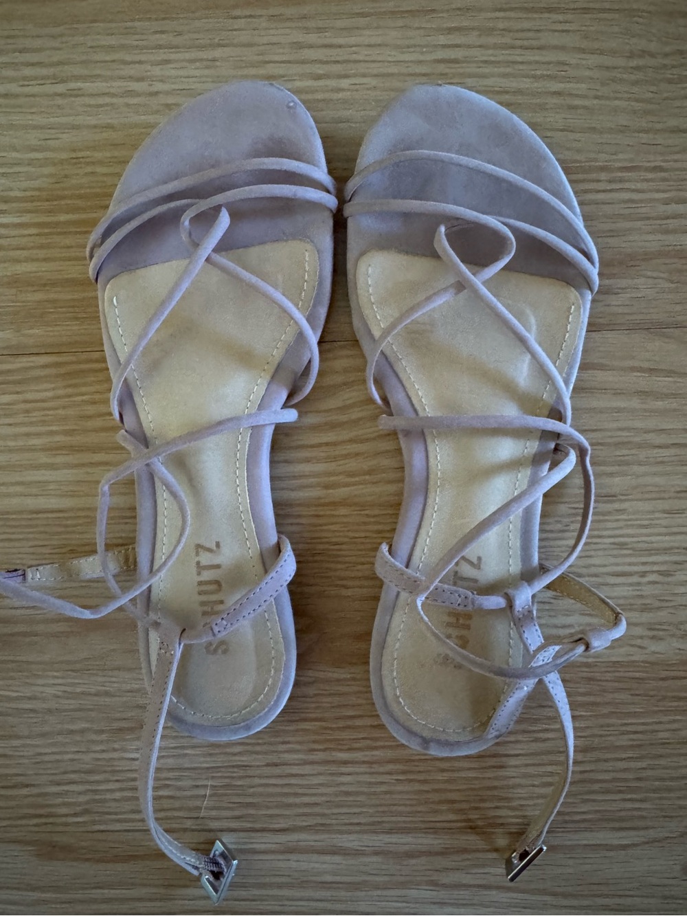 SCHUTZ Lavender Strappy Lace-Up Sandals